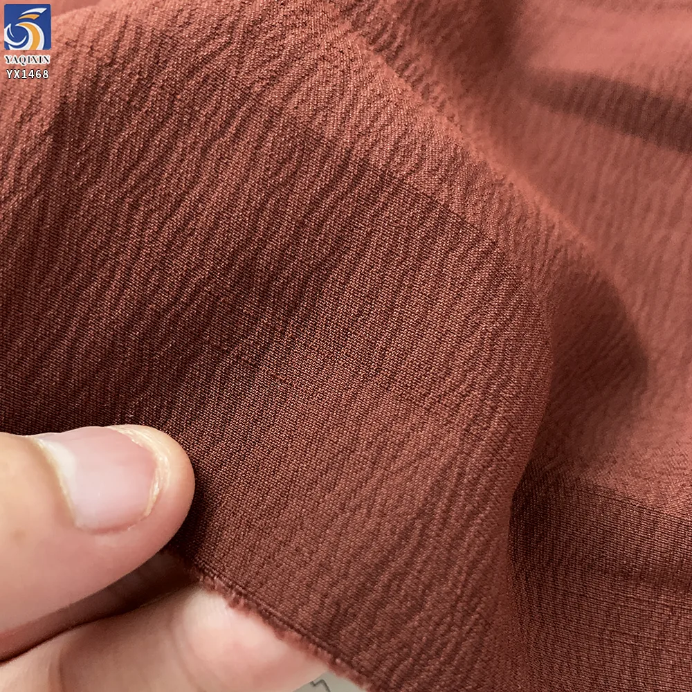 YX1468 Wholesale 110gsm 60 Polyester 37 Rayon 3 Spandex Slub Crinkle Fabric for Women Shirts Dresses