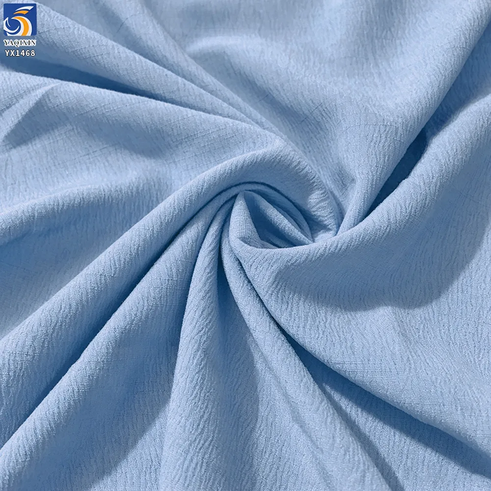YX1468 Wholesale 110gsm 60 Polyester 37 Rayon 3 Spandex Slub Crinkle Fabric for Women Shirts Dresses