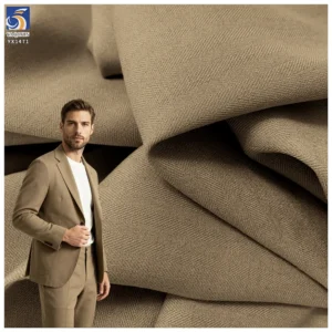 YX1471 350gsm Polyester Linen Blend Herringbone Twill Stretch Suiting Fabric for Men Blazers Trousers and Business Apparel
