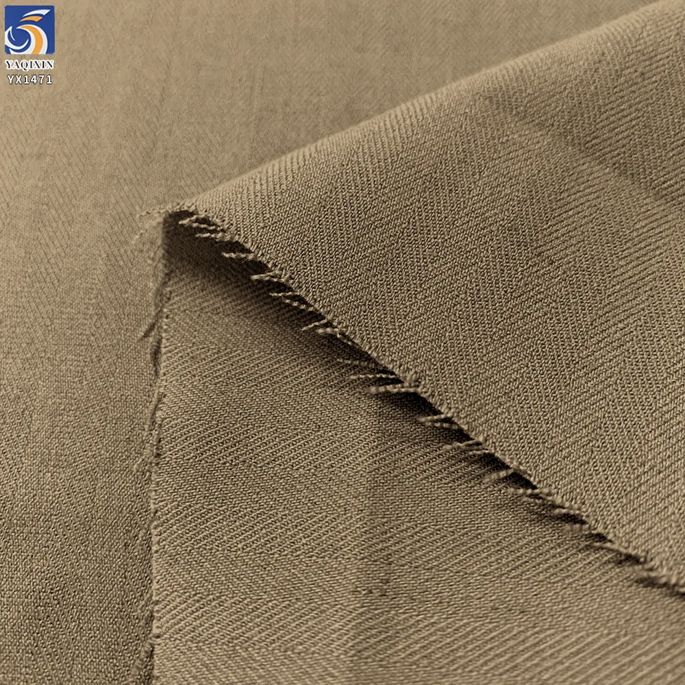 YX1471 350gsm Polyester Linen Blend Herringbone Twill Stretch Suiting Fabric for Men Blazers Trousers and Business Apparel