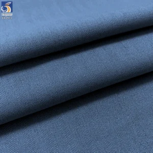 YX1471 350gsm Polyester Linen Blend Herringbone Twill Stretch Suiting Fabric for Men Blazers Trousers and Business Apparel