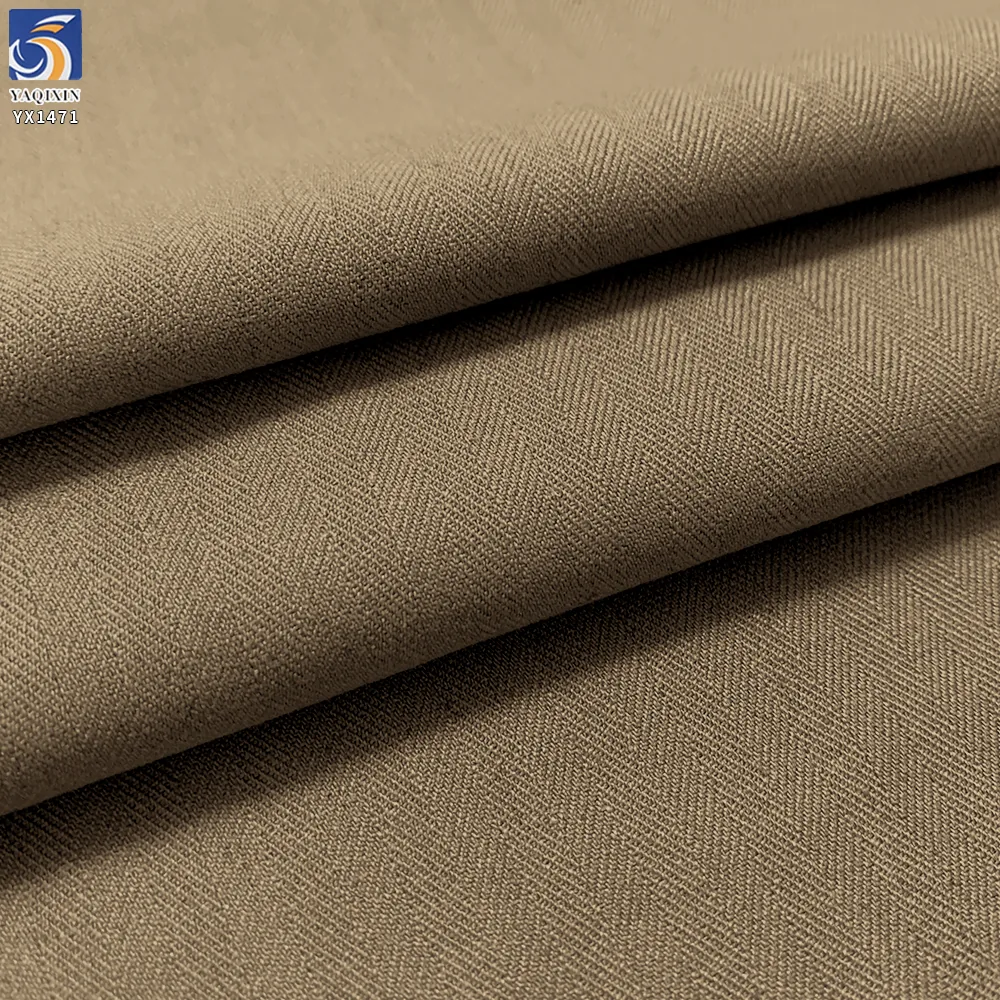 YX1471 350gsm Polyester Linen Blend Herringbone Twill Stretch Suiting Fabric for Men Blazers Trousers and Business Apparel