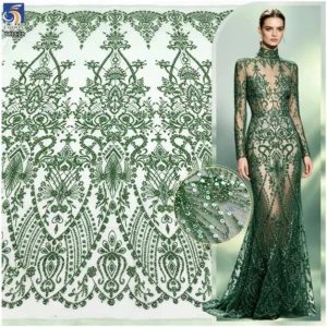 YX1609 New Arrival Baroque Sequin Lace Fabric Ornamental Glitter Embroidered Mesh for Evening Gown Dress