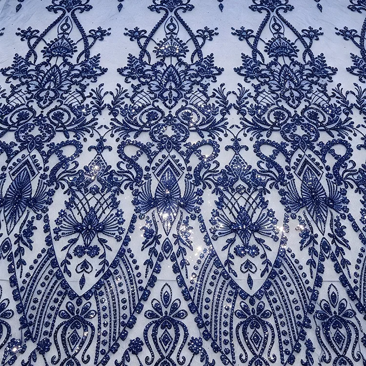YX1609 New Arrival Baroque Sequin Lace Fabric Ornamental Glitter Embroidered Mesh for Evening Gown Dress