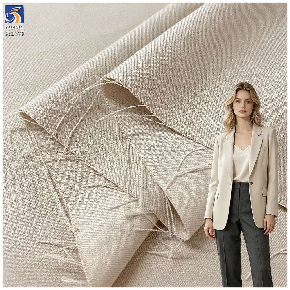 YX1476 220g/m² Polyester Rayon Spandex Serge 2/2 Twill Fabric for Stretch Suits Blazers and Tailored Pants