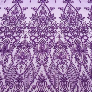 YX1609 New Arrival Baroque Sequin Lace Fabric Ornamental Glitter Embroidered Mesh for Evening Gown Dress