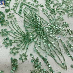 YX1609 New Arrival Baroque Sequin Lace Fabric Ornamental Glitter Embroidered Mesh for Evening Gown Dress