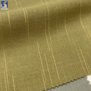YX1477 Wholesale 350g/m² Textured Jacquard 65% Polyester 35% Rayon Striped Twill Suiting Fabric for Blazers Trousers