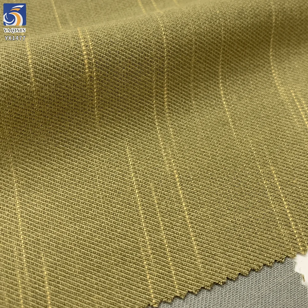 YX1477 Wholesale 350g/m² Textured Jacquard 65% Polyester 35% Rayon Striped Twill Suiting Fabric for Blazers Trousers