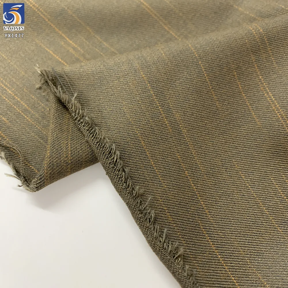 YX1477 Wholesale 350g/m² Textured Jacquard 65% Polyester 35% Rayon Striped Twill Suiting Fabric for Blazers Trousers