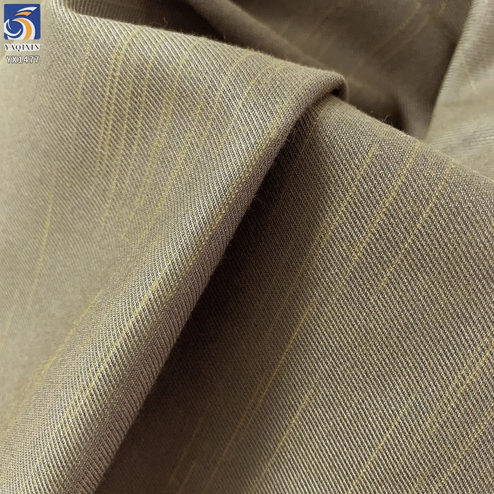 YX1477 Wholesale 350g/m² Textured Jacquard 65% Polyester 35% Rayon Striped Twill Suiting Fabric for Blazers Trousers