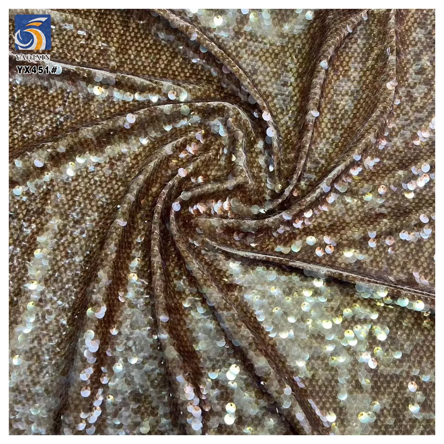 YX451 Catwalk Dress Thailand Sequin Embroidery Fabric 5mm Fish Scale Overlapping Transparent Full Sequin Fabric