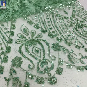 YX1609 New Arrival Baroque Sequin Lace Fabric Ornamental Glitter Embroidered Mesh for Evening Gown Dress