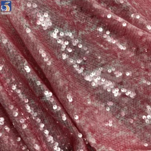 YX451 Catwalk Dress Thailand Sequin Embroidery Fabric 5mm Fish Scale Overlapping Transparent Full Sequin Fabric