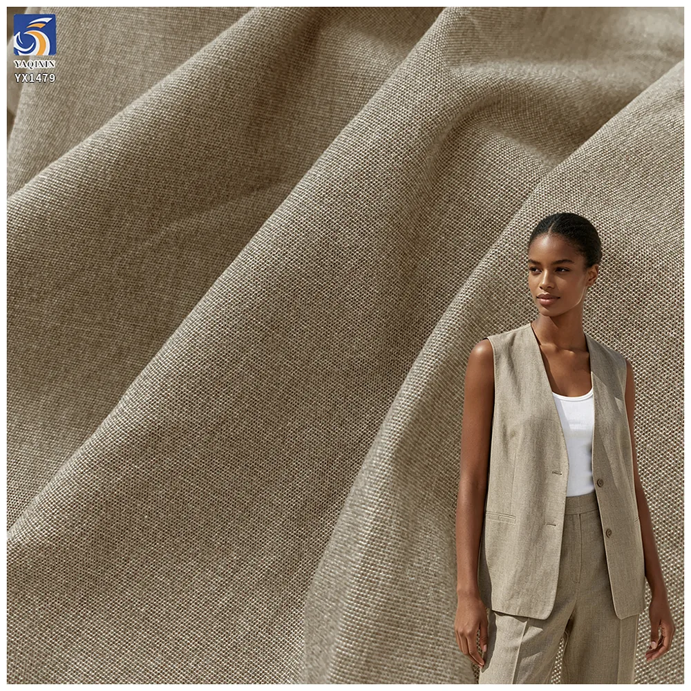 YX1479 280g/m² Polyester Rayon Lyocell Linen Stretch Fabric for Women Suits Blazers Trousers and Summer Apparel