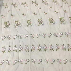 YX823 Ins Popular Spring and Summer Tulle Skirt Fabric Poly Florals Embroidered Mesh Fabric for Clothing Textile