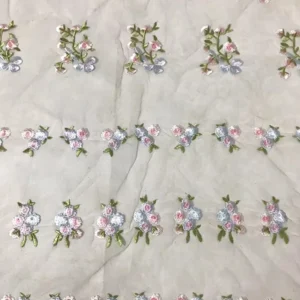 YX823 Ins Popular Spring and Summer Tulle Skirt Fabric Poly Florals Embroidered Mesh Fabric for Clothing Textile