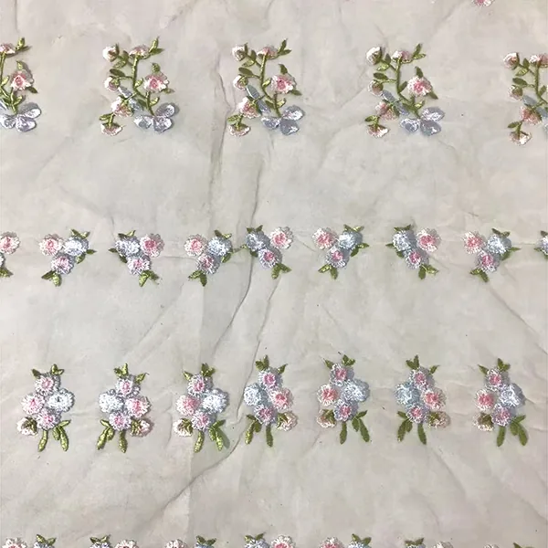 YX823 Ins Popular Spring and Summer Tulle Skirt Fabric Poly Florals Embroidered Mesh Fabric for Clothing Textile