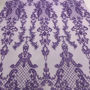 YX1611 Shimmer Sequin Lace Fabric Glitter Embroidered Mesh Knit Lace Fabric for Prom Bridal and Evening Dresses