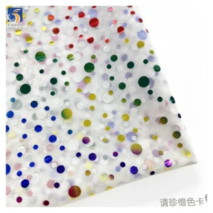 YX334 New Arrivals Polyester Foil Printing Mesh Colored Large and Small Dots Tulle Fabric Ballet Skirt Girls Tutu Fabric