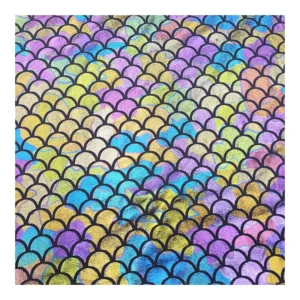 Colorful Fish Scale Laser Holographic Fabric Tulle Printed Mesh Fabric Wedding Dancewear Fabric