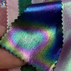 YX1625 Iridescent Foil Knit Stretch Fabric Holographic Knit Textile for Swimwear Leggings and Stagewear