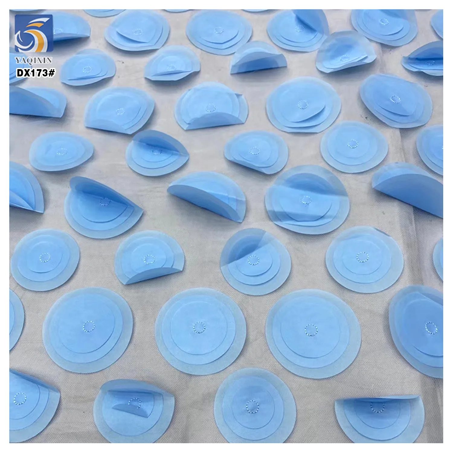 European Laser 3D Circular Polyester Mesh Embroidered Fabric Competitive Price Custom Embroidery Fabric for Wedding