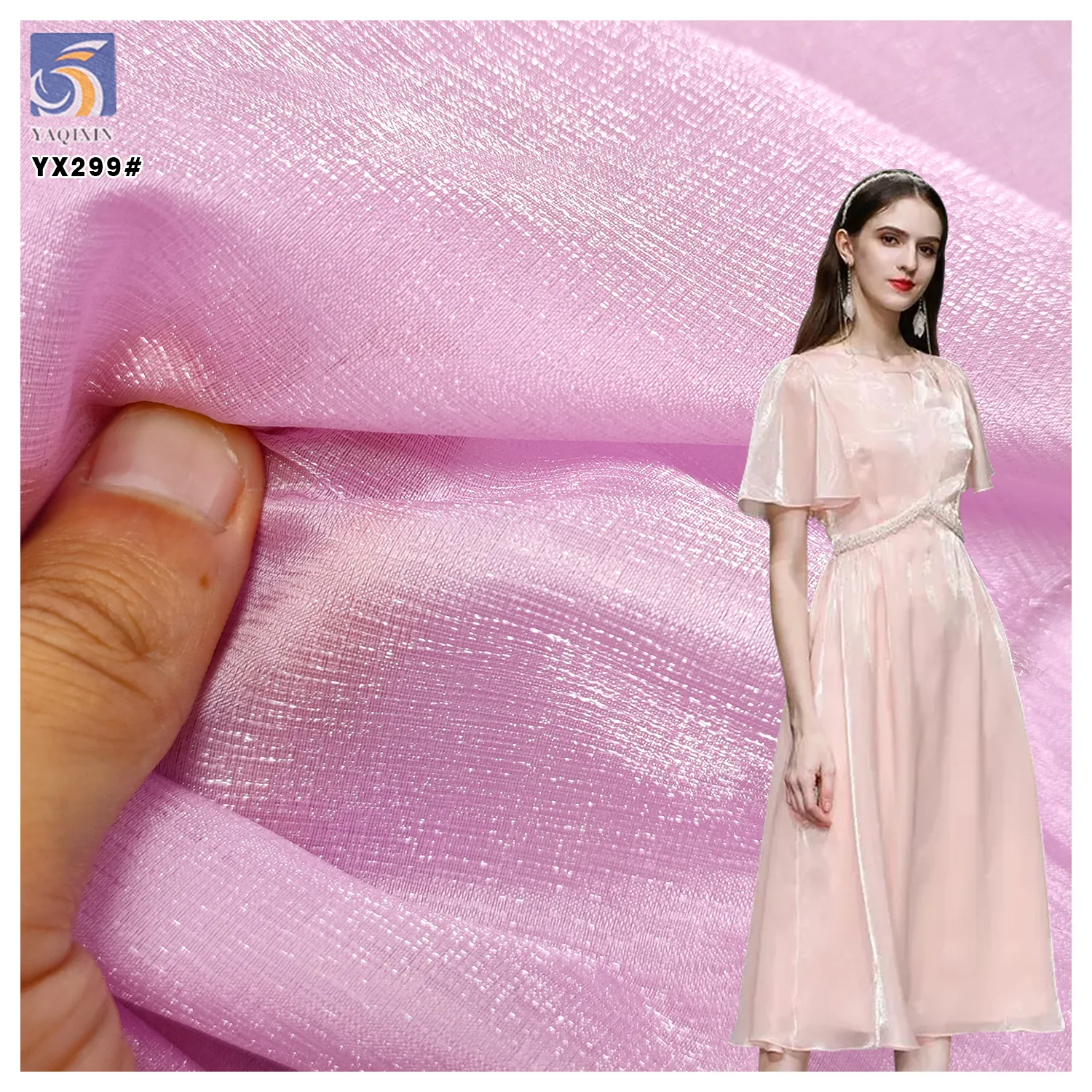 YX299 High Quality Polyester Textured Organza Lustrous Thick Wrinkled Crinkled Organza Fabric for Horse Face Skirt
