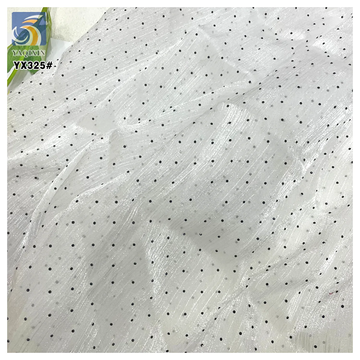YX325 Purple Stage Costume Dresses Halloween Holiday Fabric Wrinkled Swiss Black Dot Organza Polyester Fabric