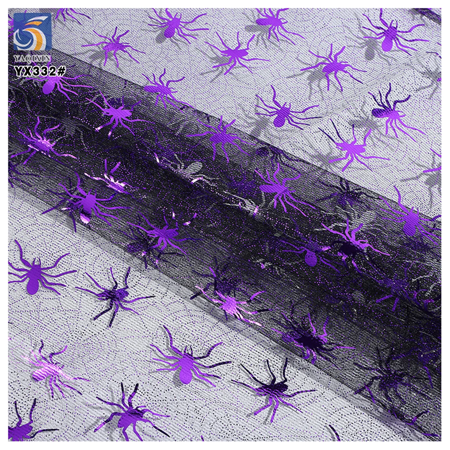 YX332 New Arrivals Spider Web Pumpkin Bat Demon Mesh Tulle Fabric Pattern Printed Holiday Halloween Fabrics