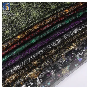 YX332 New Arrivals Spider Web Pumpkin Bat Demon Mesh Tulle Fabric Pattern Printed Holiday Halloween Fabrics