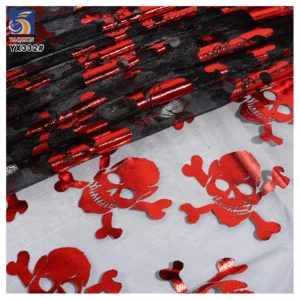 YX332 New Arrivals Spider Web Pumpkin Bat Demon Mesh Tulle Fabric Pattern Printed Holiday Halloween Fabrics