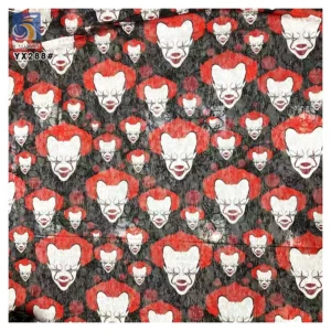 YX288 Novel and Unique Fabrics 100% Polyester Lace Sequin Print Halloween Clown Print Mesh Tulle Fabric