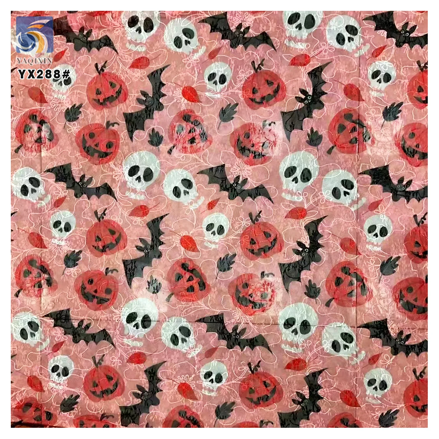 YX288 Novel and Unique Fabrics 100% Polyester Lace Sequin Print Halloween Clown Print Mesh Tulle Fabric