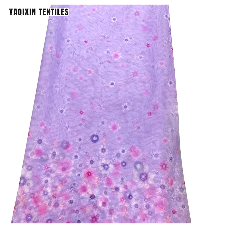 YX2202 Cosplay Halloween Isabela Princess Woven Print Polyester Dress Fabric Purple Organza Print Floral Fabric for Children