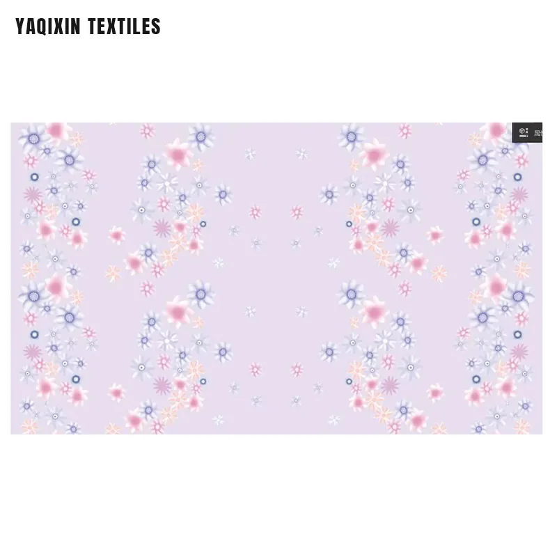 YX2202 Cosplay Halloween Isabela Princess Woven Print Polyester Dress Fabric Purple Organza Print Floral Fabric for Children