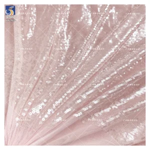 YX2469 Nude Transparent Payette Sequin Fabric Lace Sheer 3mm Sequin Fabric for Stage Model Performance Dance Dress