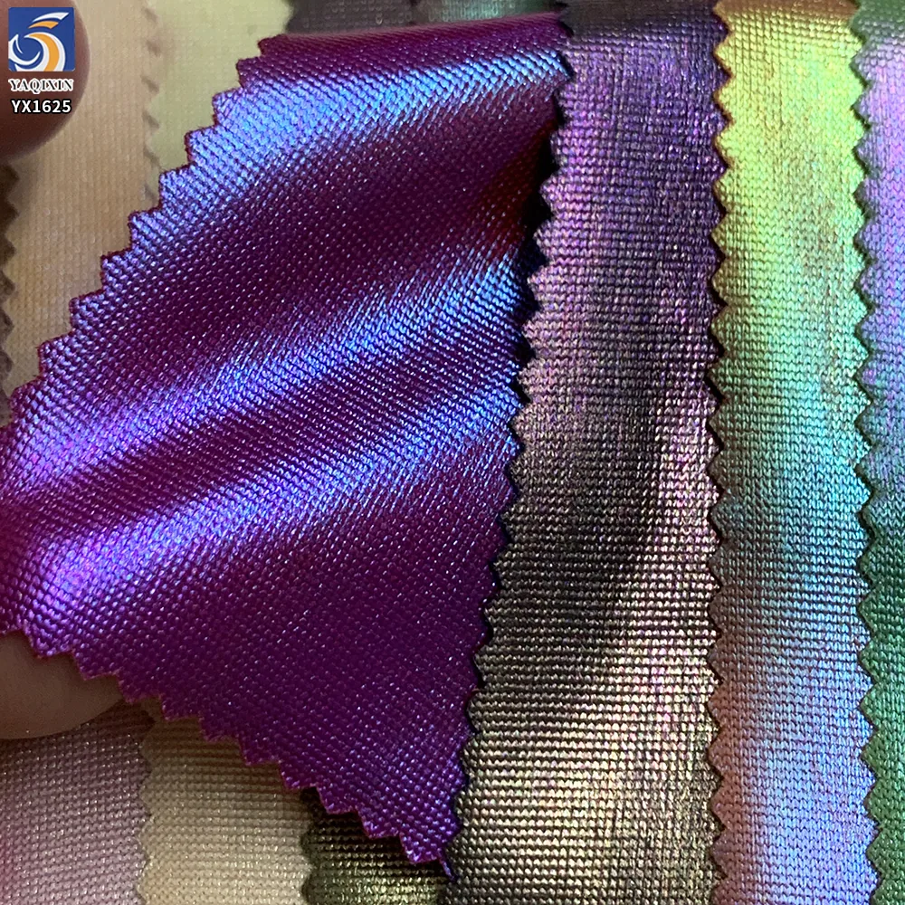 YX1625 Iridescent Foil Knit Stretch Fabric Holographic Knit Textile for Swimwear Leggings and Stagewear
