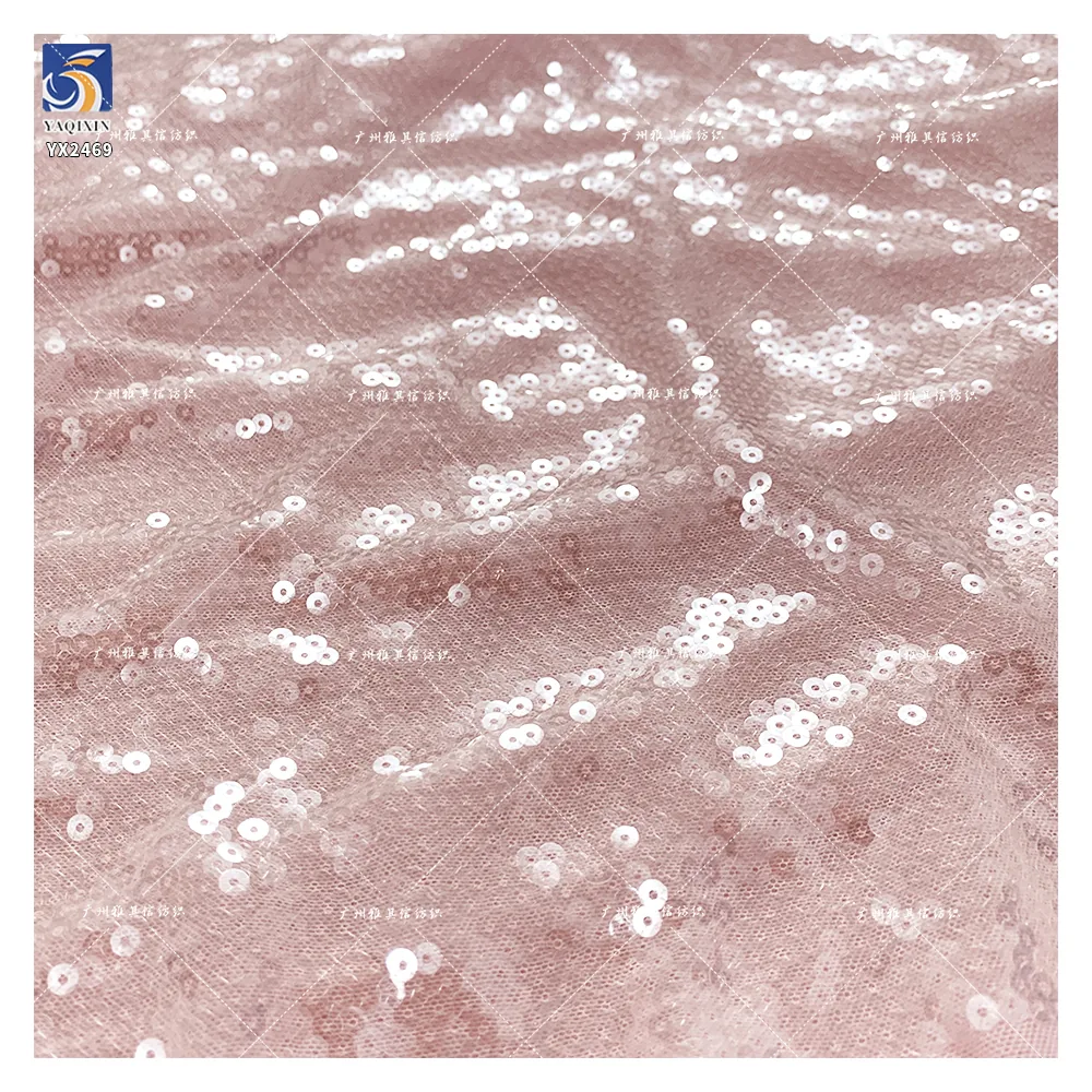YX2469 Nude Transparent Payette Sequin Fabric Lace Sheer 3mm Sequin Fabric for Stage Model Performance Dance Dress