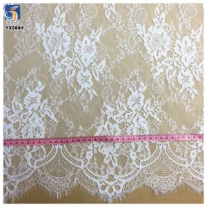 YX588 China Manufacturer Wholesale 150CM*300CM 60gsm Nylon Eyelash Lace Fabrics for Garment and Wedding