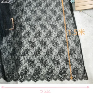 YX588 China Manufacturer Wholesale 150CM*300CM 60gsm Nylon Eyelash Lace Fabrics for Garment and Wedding
