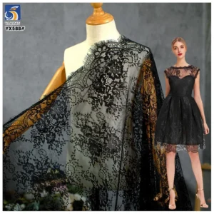 YX588 China Manufacturer Wholesale 150CM*300CM 60gsm Nylon Eyelash Lace Fabrics for Garment and Wedding