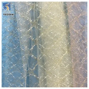 YX306 Wholesale Ready-made Gold and Silver Yarn Jacquard Mesh Fabric for Lace Decoration