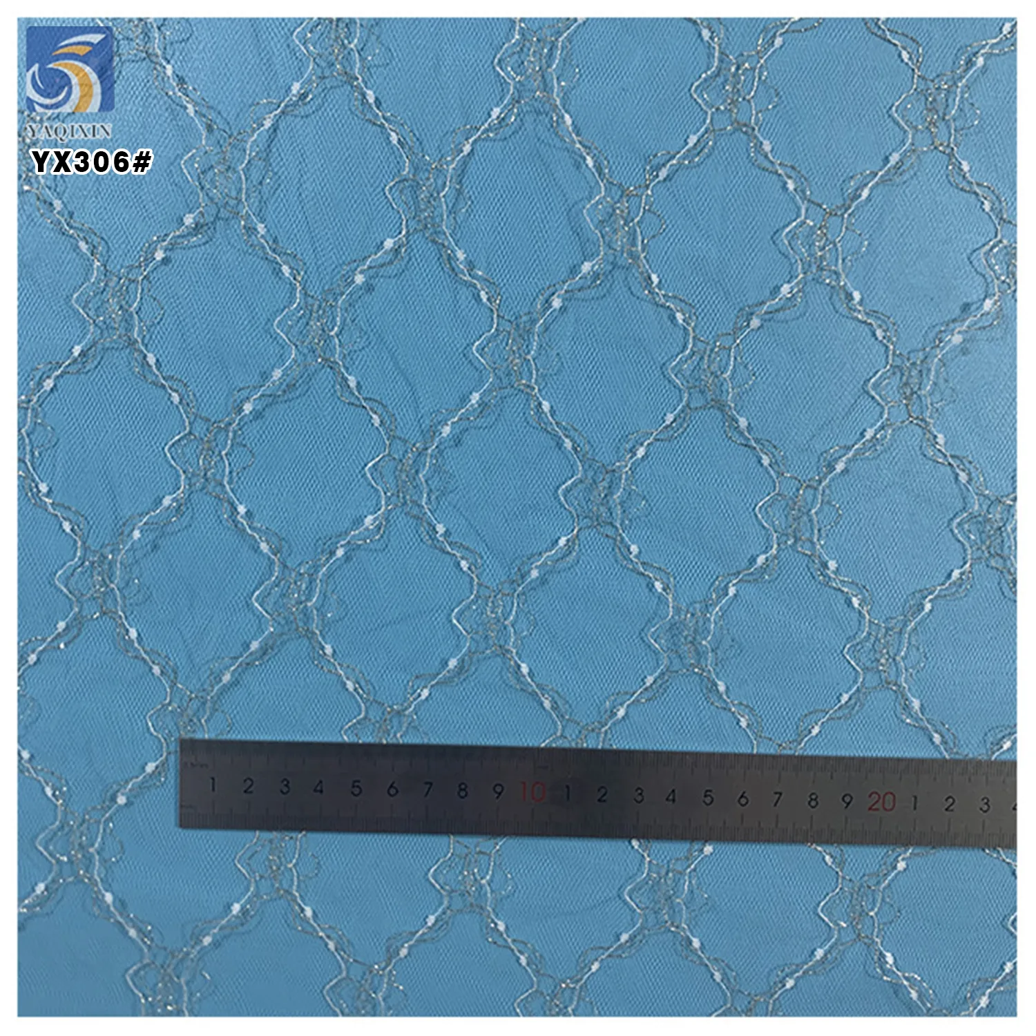 YX306 Wholesale Ready-made Gold and Silver Yarn Jacquard Mesh Fabric for Lace Decoration
