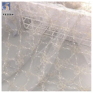 YX306 Wholesale Ready-made Gold and Silver Yarn Jacquard Mesh Fabric for Lace Decoration