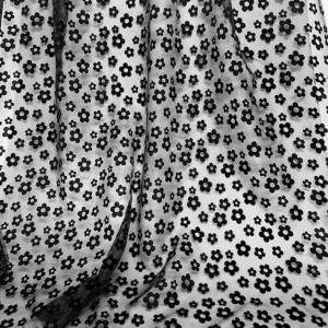 New Arrivals Flocking Black Floral Fabric Sheer Organza Fabric for Making Kids Dress