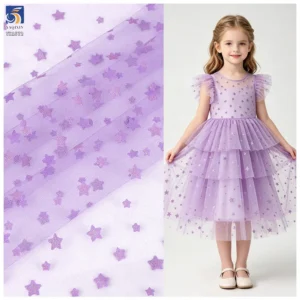 YX1572 Wholesale Star Glitter Tulle Fabric for Girls Dresses Fashion Apparel and Garment Production
