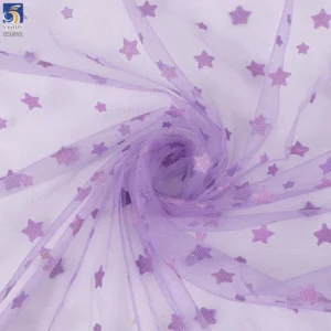 YX1572 Wholesale Star Glitter Tulle Fabric for Girls Dresses Fashion Apparel and Garment Production