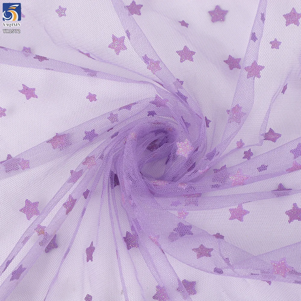YX1572 Wholesale Star Glitter Tulle Fabric for Girls Dresses Fashion Apparel and Garment Production
