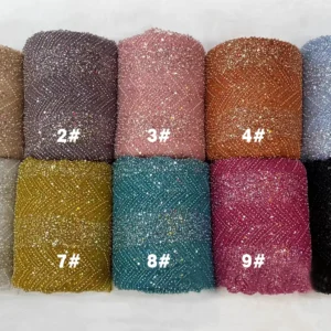 YX679 Luxury Pearl Embroidered Beaded Lace Evening Dresses Heavy Embroidery Sequin Bridal Lace Fabrics With Beads